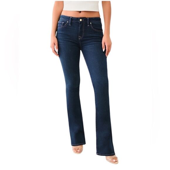 True Religion Becca Mid Rise Bootcut Jeans Crystal Embellished Size 27 - Picture 3 of 9